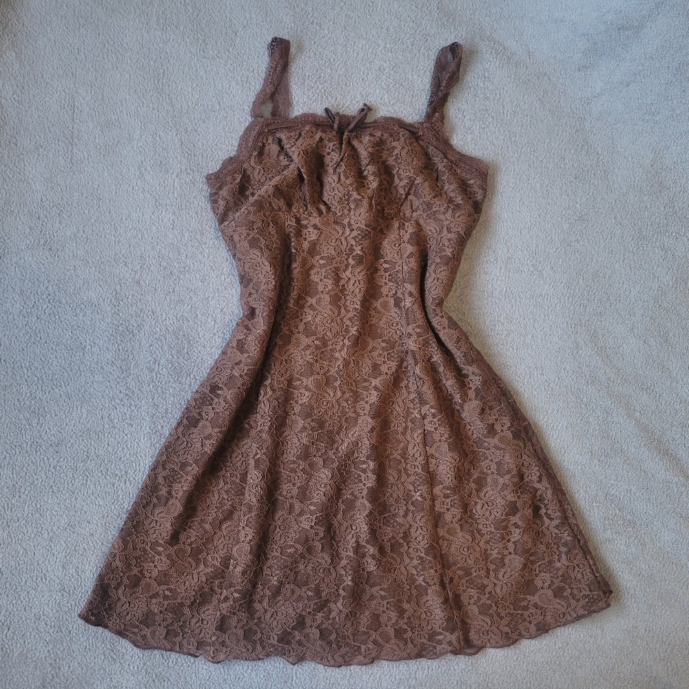 forever 21 brown flower designed dress